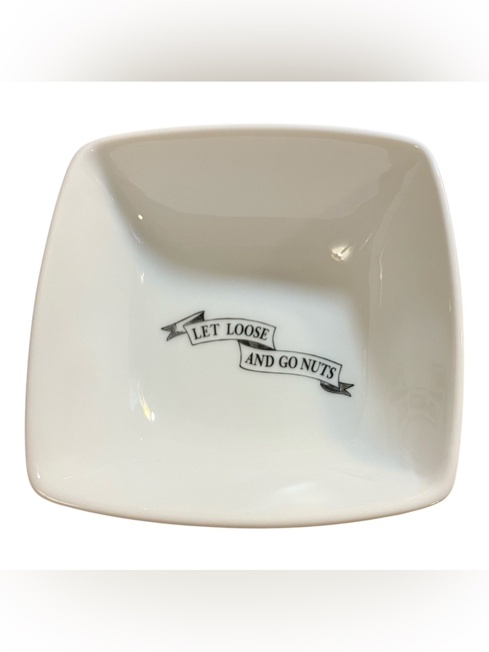 Pottery Barn Let Loose and Go Nuts Dish White Ceramic
